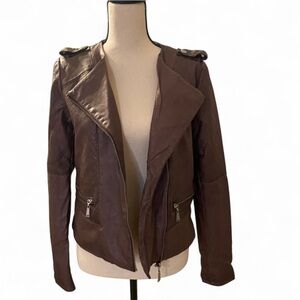 Jou Jou Brown Vegan Leather Jacket